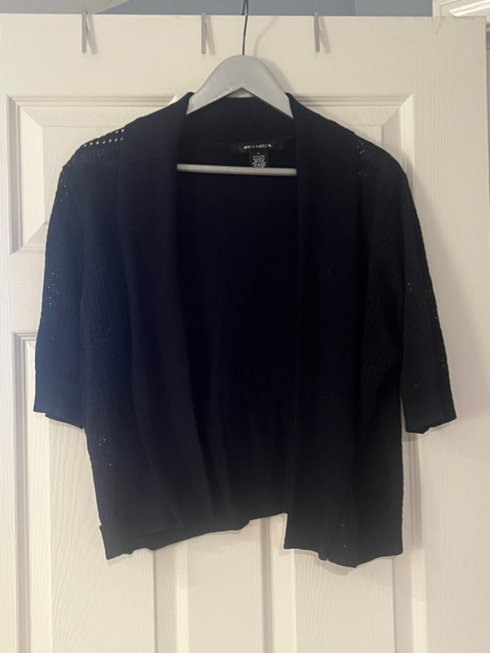 Chico's Black Short-Sleeve Open-Front Cardigan